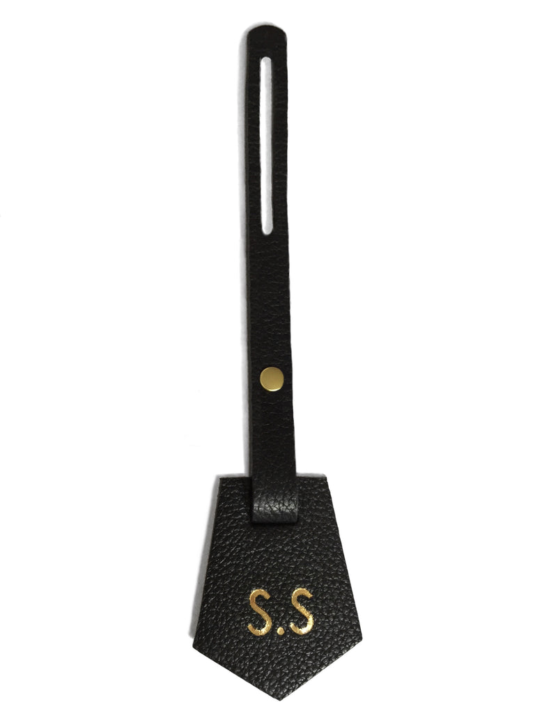Personalised Black Bag Tag and Tassel Set