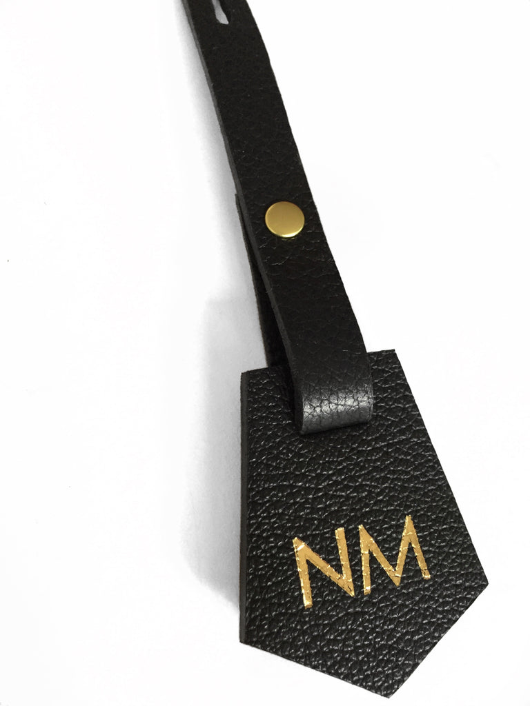 Personalised Black Bag Tag and Tassel Set