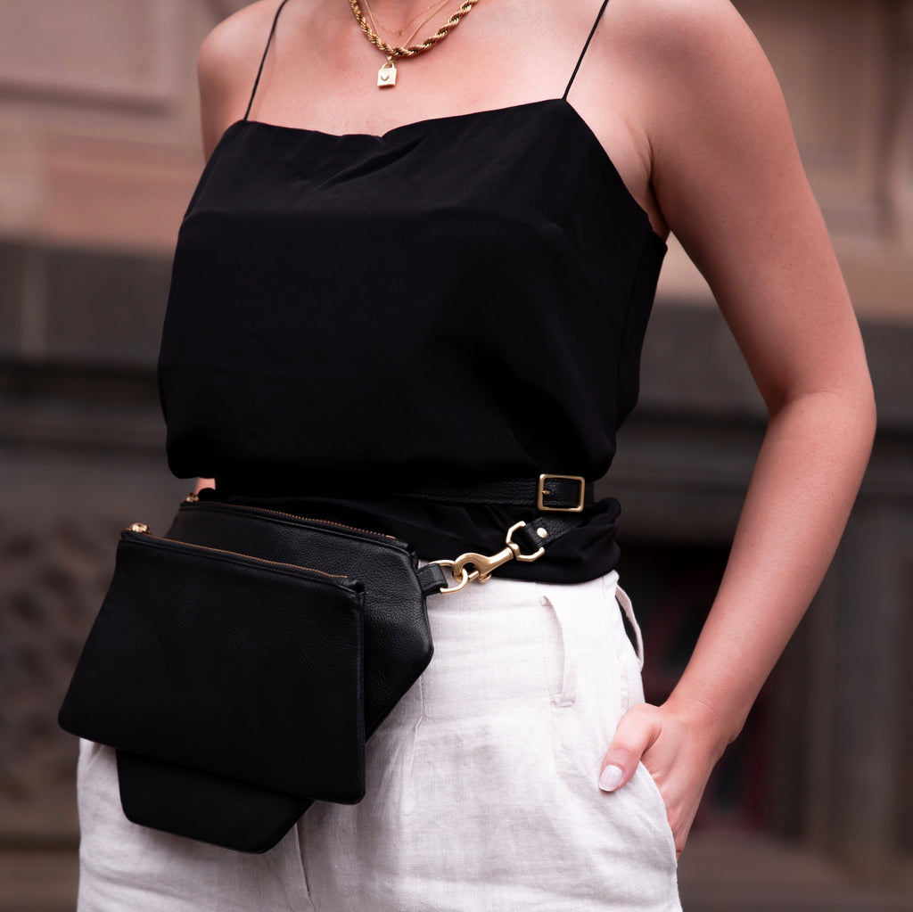 Polygonic Black Cross-body / Clutch / Belt-Bag